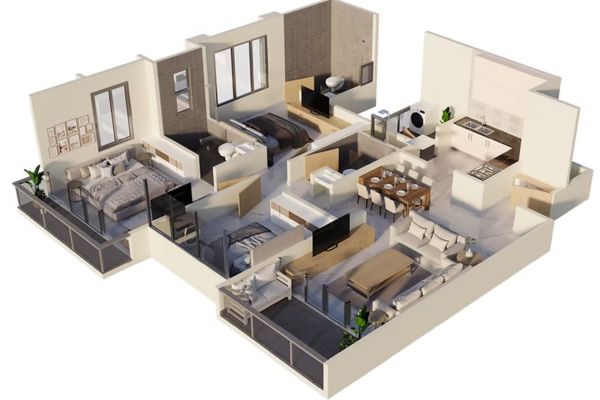 Chandraai Galaxy 3 BHK Luxury Floor Plan